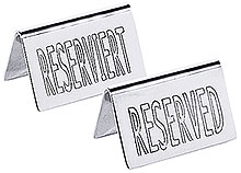 Reserved Table Sign